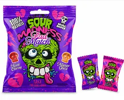 Кислі льодяники Sour Madness Bad Match Skull Shock 60г - мініатюра 2