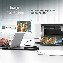Кабель для принтера ColorWay USB 2.0 AM/BM 3.0m black (CW-CBUB073-BK) - мініатюра 7