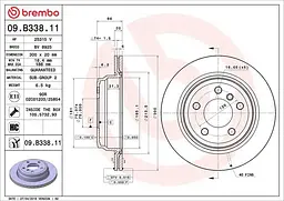 Диск тормозной Bmw 3, 4 11-25г Brembo ( 09.B338.11 )