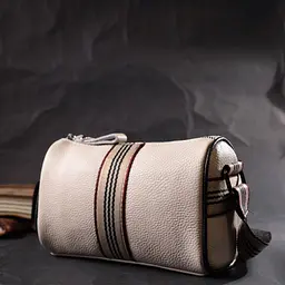 Цікава сумка для жінок з акцентом посередині із натуральної шкіри Vintage 22361 біла - мініатюра 9