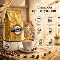 Кава в зернах Paradiso Crema 1 кг для кавомашини - мініатюра 5