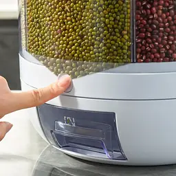 Диспенсер для сипучих продуктів із дозатором 6 відділень кухонний органайзер вологостійкий контейнер для зберігання круп обертається на 360 градусів W6 UKC 6027 - мініатюра 7
