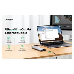 Патч-корд 0.5м, U/UTP CAT 6A Copper Ethernet Cable тонкий(діаметр 2.8мм) NW122 Black Ugreen (70331) - мініатюра 8