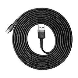 Кабель Baseus Cafule Cable USB для Type-C 2A 3m Black/Grey (CATKLF-UG1) - мініатюра 5