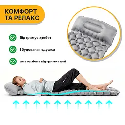 Надувний похідний килимок матрац LEOBRO Air Mat 190 x 60 см Grey (LB-1094) - мініатюра 5