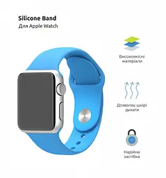 Силіконовий ремінець на смарт-годинник для Apple Watch 42,44,45,46,49 mm, Sport Band (3 Straps), blue, зі зручною застібкою, для годинника епл вотч, спортивний, ArmorStandart (ARM65089) - мініатюра 2