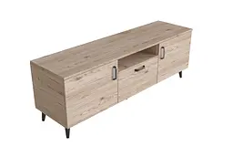 Тумба Лестер на конусних ніжках Ferrum-decor 48x139x38 Чорний метал ДСП Дуб Сан-Марино 16 мм (FRD-106806) - мініатюра 2