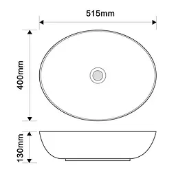Умивальник накладний Mixxus Premium Ellipse-0102 marble 515x400x130 мм MP6552, Мармур - мініатюра 2
