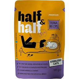 Набір вологих кормів для стерилізованих котів Half & Half шматочки з тунцем у соусі 600 г (6 шт. х 100 г) - мініатюра 3