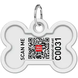 Адресник для собак і котів Waudog Smart ID металевий з QR паспортом малюнок Бетмен лого кістка, Д 40 мм, Ш 28 мм - мініатюра 4