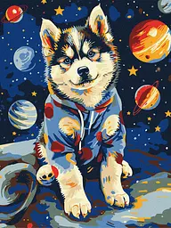 Набір для розпису по номерах Космічний хаскі, Ideyka, 30x40 см, КНО6645