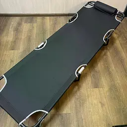 Складаний пляжний шезлонг 56×176 см чорний • Садовий розкладний лежак для дачі, пляжу, тераси та відпочинку на природі - мініатюра 3