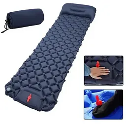 Надувний туристичний матрац 188х58х6 см, Outdoor Sleeping / Похідний каремат із подушкою