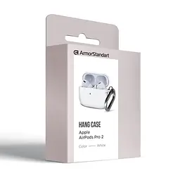 Силіконовий чохол для навушників Apple AirPods Pro 2 2022, Hang Case, білий, ультратонкий захисний кейс товщиною 2 мм, захист від подряпин, пилу та ударів, компактний, з карабіном для кріплення, ArmorStandart (ARM68586) - мініатюра 8