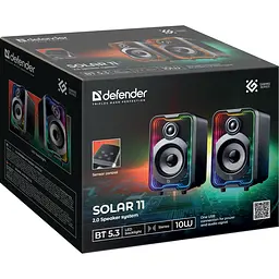 Акустична система 2.0 Defender Solar 11 10Вт, Bluetooth, RGB підсвітка, USB, чорна - мініатюра 9