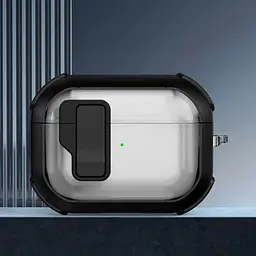 Футляр протиударний Locking Button для навушників Airpods Pro Black - мініатюра 2