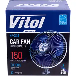 Вентилятор автомобільний Vitol металевий 6" ВН.12.604, 12 В (HF-304) - мініатюра 2
