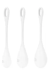 Вагінальні кульки кульки Кегеля тренажер м’язів Satisfyer Yoni Power 1 White — силіконовий набір, білий - миниатюра 3