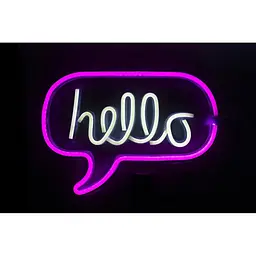 Нічник неоновий Hello на батарейках рожевий (141417) - мініатюра 2