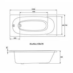 Ванна акрилова Volle Ava Neo 150x70 1229.001570 Білий - мініатюра 2