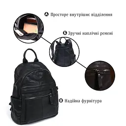 Функціональний шкіряний рюкзак Vintage 20374 чорний - мініатюра 8