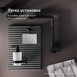 Змішувач для кухні з L-виливом AM.PM X-Joy S EcoStart чорний F85B05022 - мініатюра 8