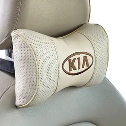 Подушка на підголовник з логотипом Kia екошкіра Бежева 1 шт - мініатюра 2