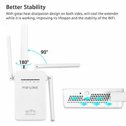 Підсилювач WiFi сигналу ретранслятор Wi-Fi Pix-Link LV-WR09Q 2.4 GHz репітер точка доступу White (18622) - мініатюра 4