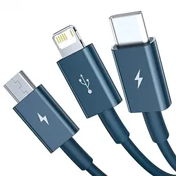 Кабель Baseus Superior Series Cable USB to Type-C/Lightning/MicroUSB 3.5A 1.5m CAMLTYS-03 Blue - мініатюра 5