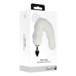 Анальна пробка Ouch! Fox Tail, 42.5 см (білий) - мініатюра 8
