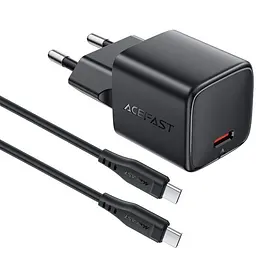 МЗП Acefast A118 PD30W GaN (1USB-C) + кабель Type-C to Type-C Black - мініатюра 2