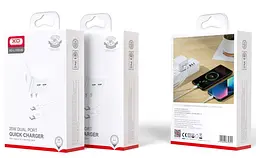 Сітчастий зарядний пристрій XO L102 double USB-C QC&PD3.0 35W 3A with Lightning-Type-C cable Білий - мініатюра 2