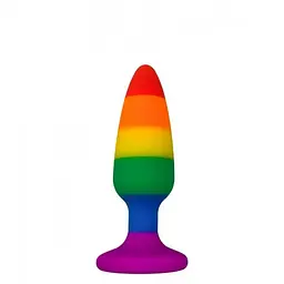 Анальна пробка Wooomy Hiperloo Silicone Rainbow Plug S, 9х2.4 см