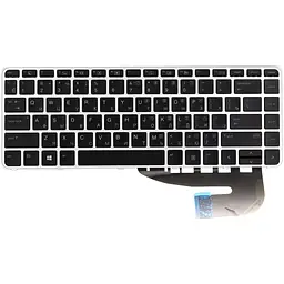 Клавіатура для ноутбука HP Elitebook 840 G3 чорна, сріблястий фрейм, підсвітка