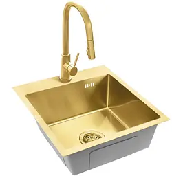 Кухонна мийка Rea Leo 40 400x450 мм brushed gold ZLE-06001 - мініатюра 3