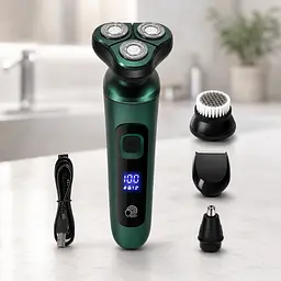 Бритва Grant 4в1 Shaver 9D / Електробритва чоловіча з акумулятором зелена 5Вт/ Мультифункціональна бритва 4 в 1 для бороди та вусів