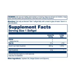 Вітаміни Solaray Vitamin E d-Alpha Tocopherol 268 мг 50 капсул - мініатюра 2