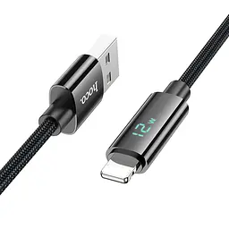 Дата кабель Hoco U125 Benefit 2.4A USB to Lightning with display (1.2m) Black - мініатюра 2