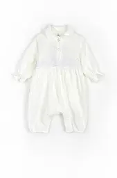Мусліновий комбінезон для дівчинки декорований мереживом - мініатюра 1