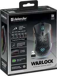 Мишка Defender Warlock GM-709L RGB ігрова, бездротова 2400dpi., 7кн., чорна - мініатюра 8