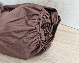 Простирадло на резинці LARA бязь однотонне Brown dp11062 180х200х25 - мініатюра 4