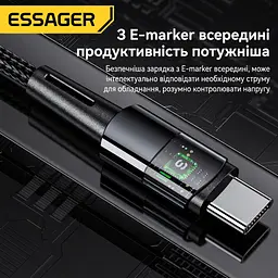Кабель Essager Type-C – Type-C 240W Sunset, 2 м, чорний - мініатюра 4