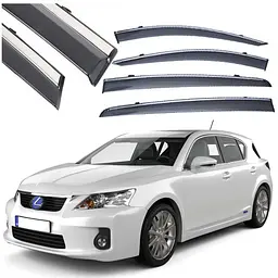 Дефлектори вікон вітровики Benke для Lexus CT200H 2011-2020 Молдинг Нержавіюча сталь 3D (BLXCT1123-W/S)