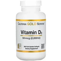 Вітаміни та мінерали California Gold Nutrition Vitamin D3 50 mcg, 360 рибних капсул