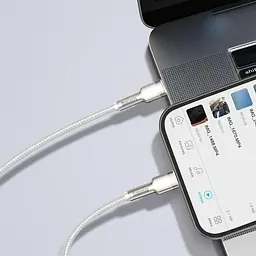 Кабель Baseus Cafule Metal Type-C to Lightning PD 20W (2m) white (CATLJK-B02) - мініатюра 5