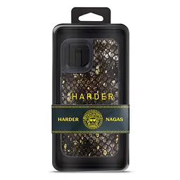 Кожаный чехол для Apple iPhone 14, Harder Nagas, черный, термополиуретан ТПУ + экокожа с имитацией кожи Наги, панель, защита корпуса, противоударный, микрофибра, рамка вокруг камеры, защита всего корпуса, (ARM76747) - мініатюра 3