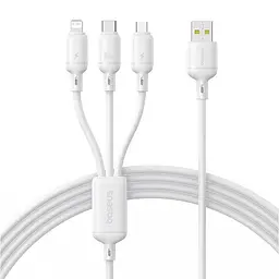 Кабель Baseus Silky One-for-Three Fast Charging USB to Micro USB+Lightning+Type-C 100W 1.5m white (P10377705213-00)