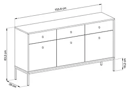 Комод Perfect Home Моно / Mono 3-дверний з 3 шухлядами і золотими ніжками MKSZ154 Беж пісочний (PFH-091207) - мініатюра 3