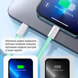 Дата кабель USB-C to Lightning 1.0m 27W green ColorWay (CW-CBPDCL061-G) - мініатюра 11