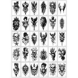 Набір тимчасових тату "Чорні міні №6" Fresh Tattoo black-tattoo-mini-set-6-TC-30, 30 штук, розмір 9,5 х 9,5 см